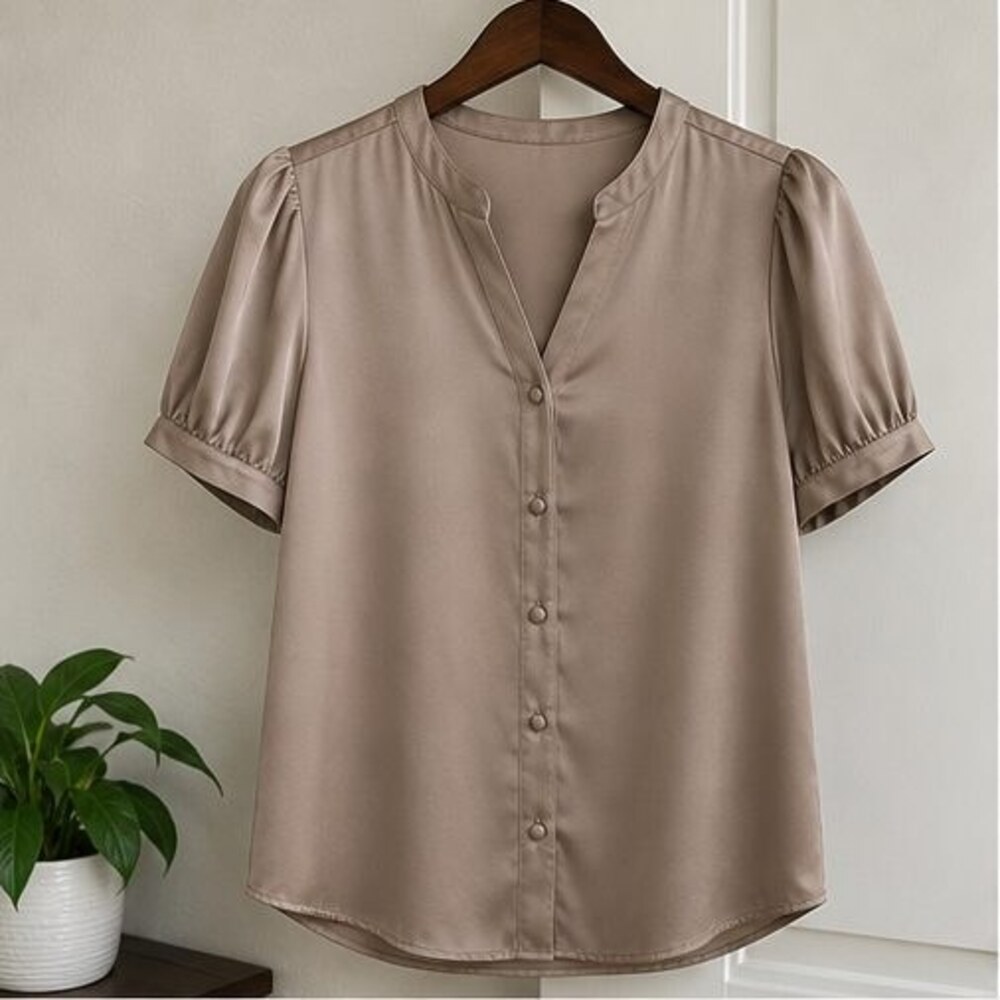 Taupe Puff Sleeve Top